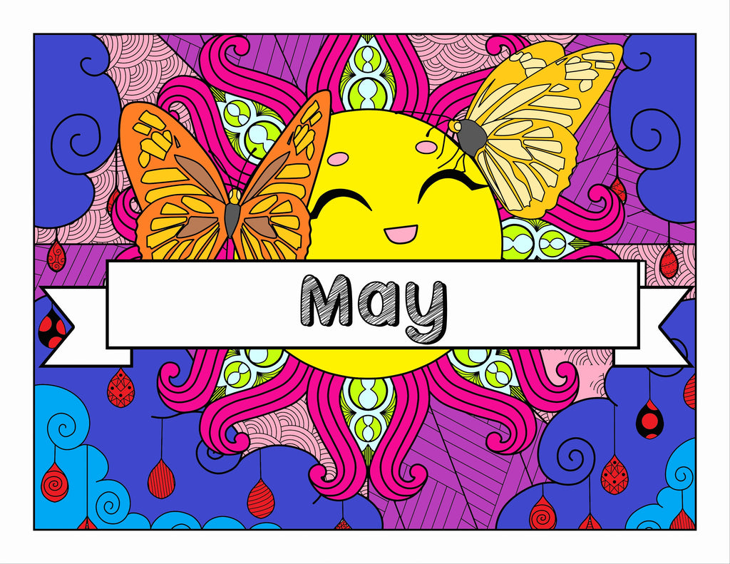 May and Flower Garden Themed Printable Coloring Pages & Journal Planner Pages
