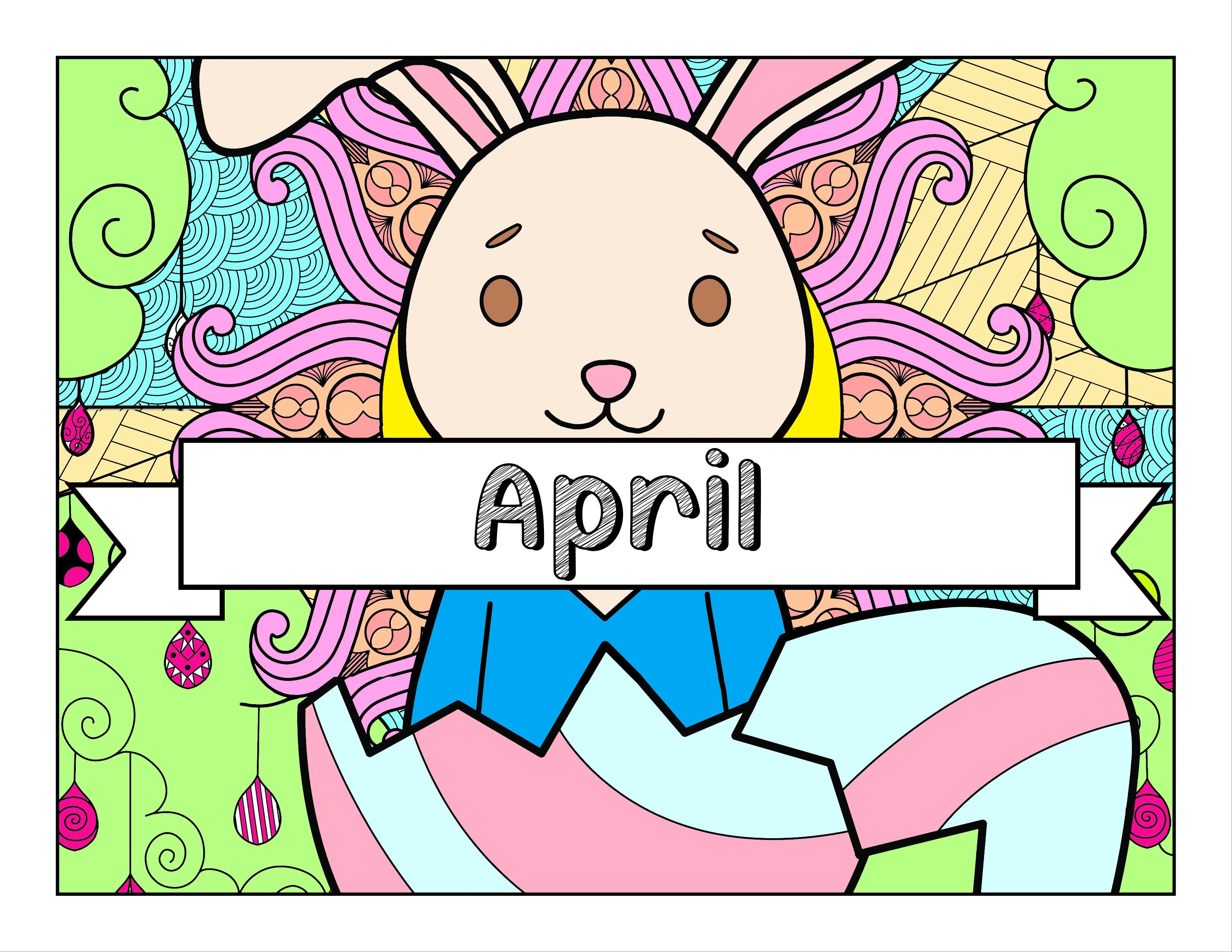 April and Easter-Themed Digital Printable Coloring Pages & Journal Planner Pages