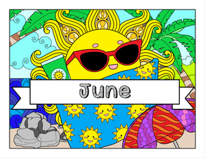 June and Beach-Themed Printable Coloring Pages & Journal Planner Pages