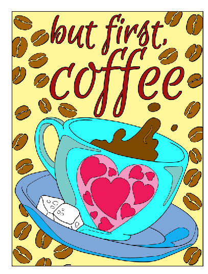 Coffee Lovers Digital Printable Coloring Book