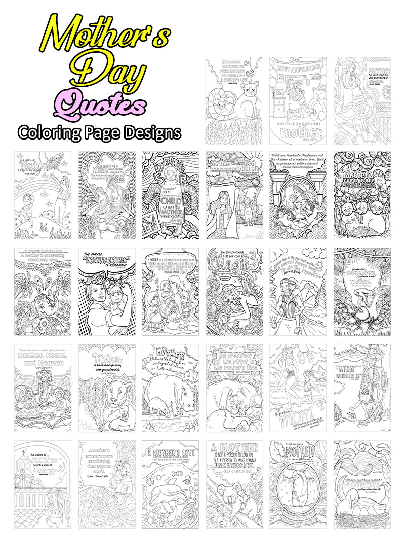 Mother's Day Quotes 27-Page Printable PDF Coloring Book