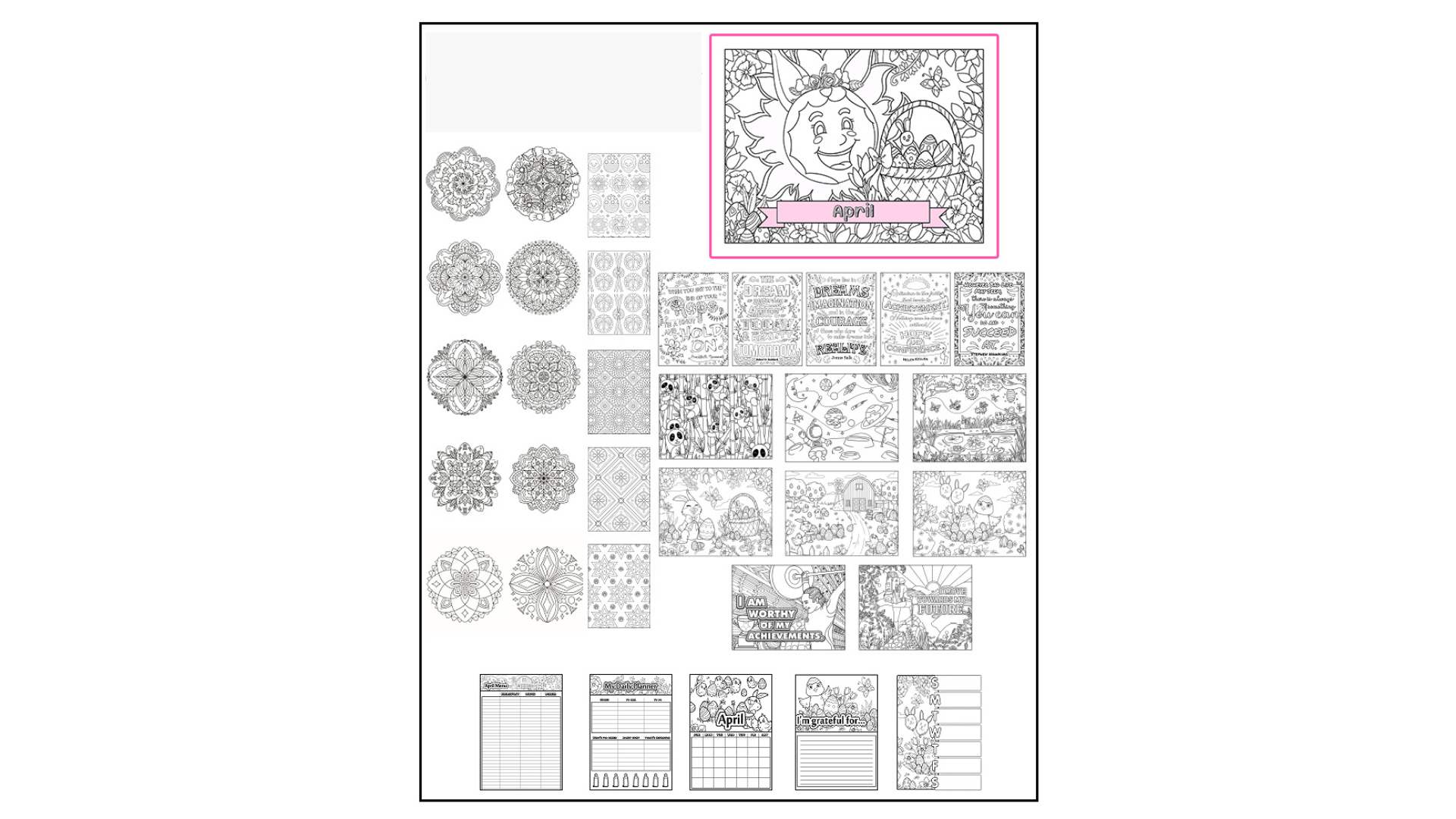 Farm at Easter Time April Printable Coloring Pages