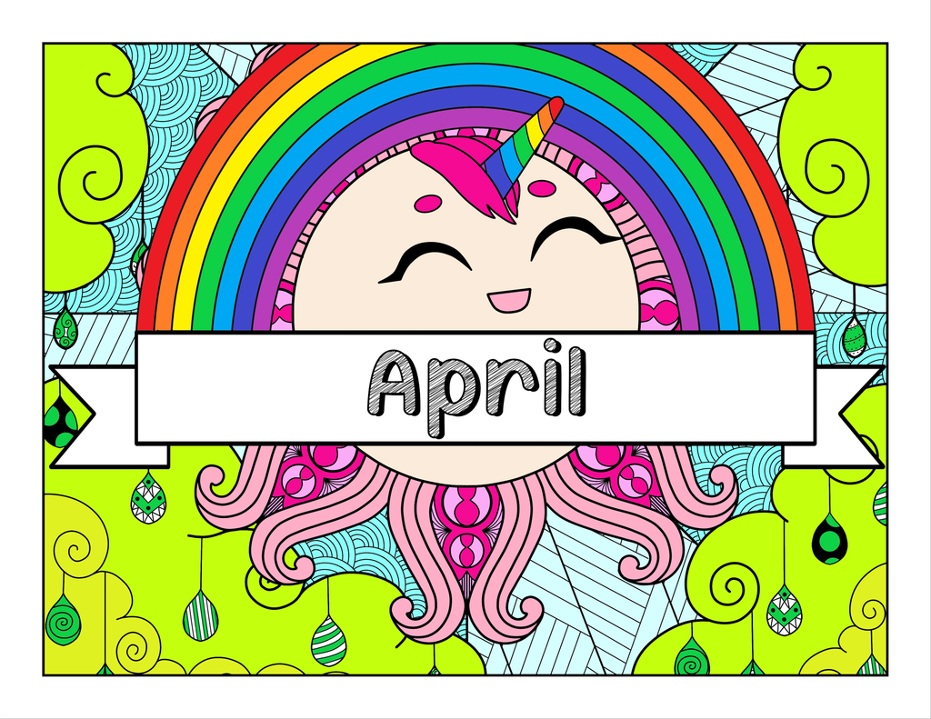 April and Unicorn-Themed Printable Coloring Pages & Journal Planner Pages