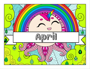 April and Unicorn-Themed Printable Coloring Pages & Journal Planner Pages