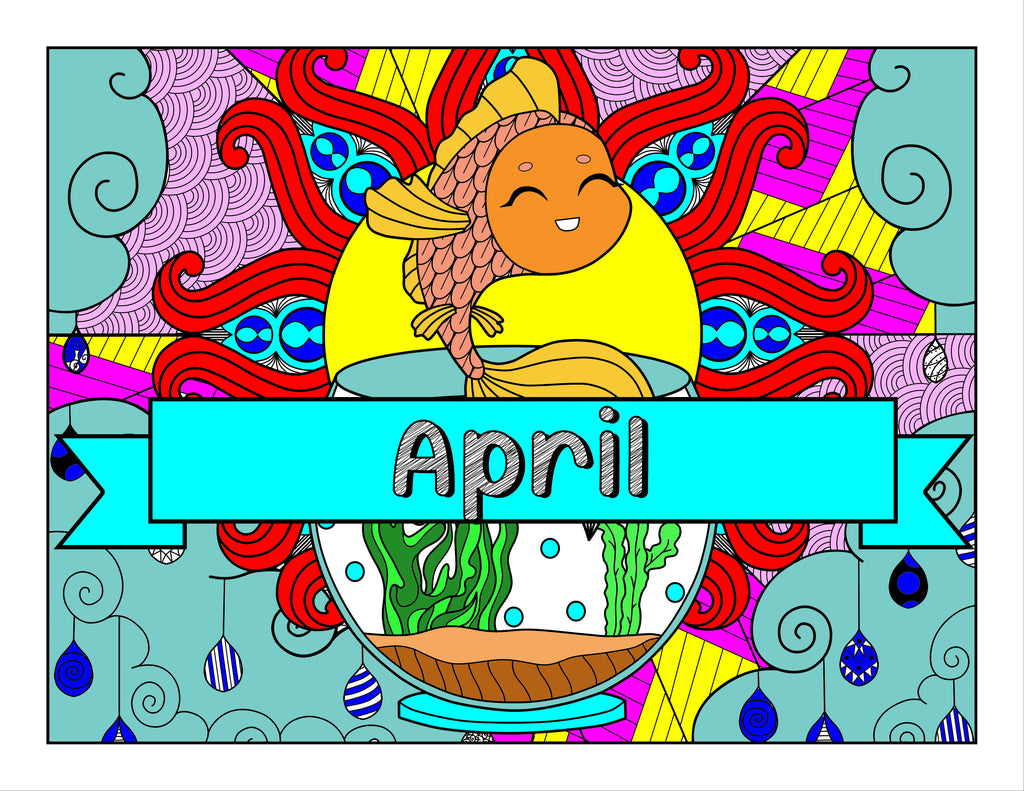 April at the Sea Coloring Pages - Digital and Printable