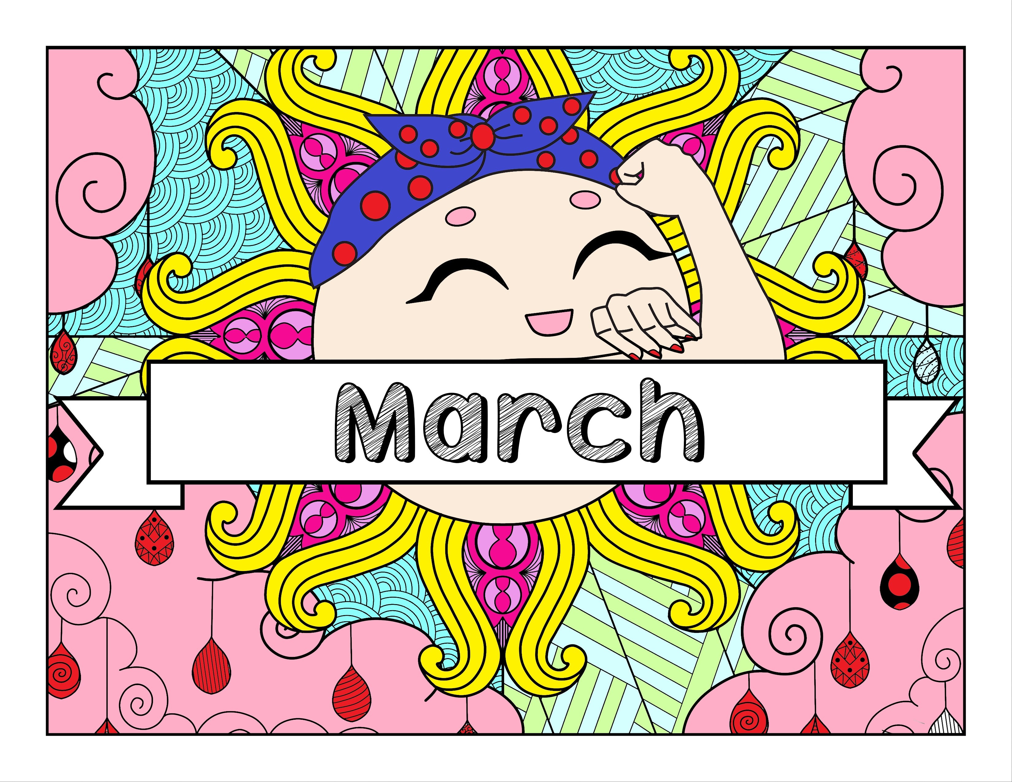March and Women's Empowerment-Themed Printable Coloring Pages and Journal Planner Pages
