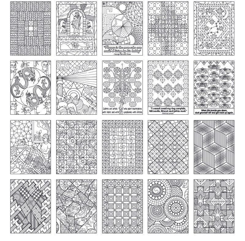 Quirky Quilts - Quilt-Themed 20-Page Coloring Book PDF Printable