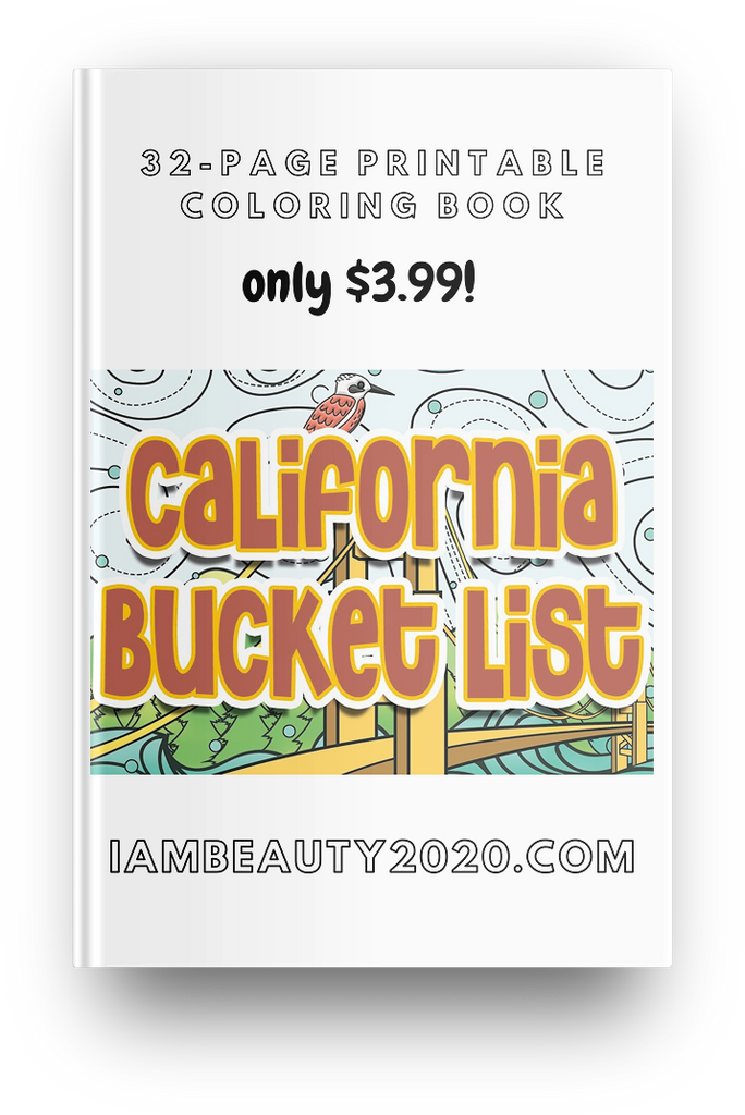 California Bucket List Planner - Printable Coloring Journal Book - 32 Pages