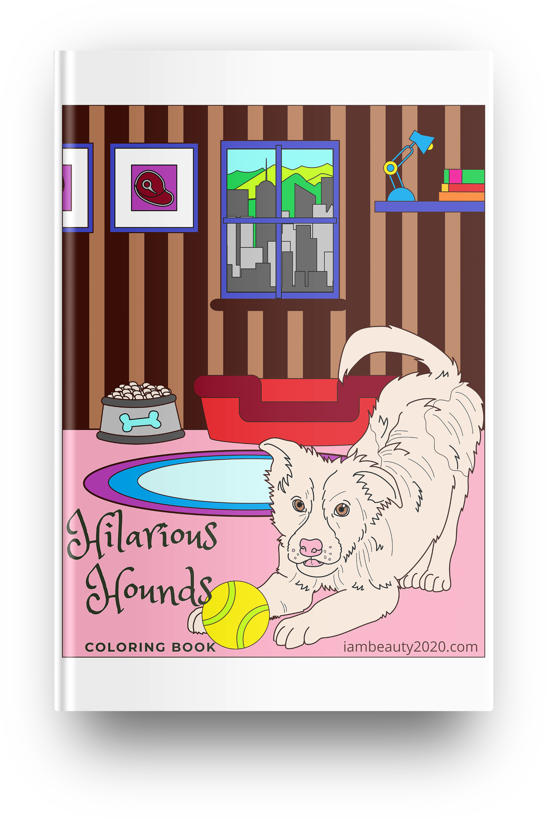 Hilarious Hounds 50-Page Printable Digital Dog-Themed Coloring Book PDF