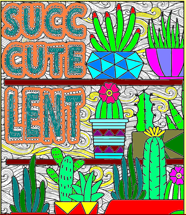 Sassy Succulents 20-Page Coloring Book PDF Printable